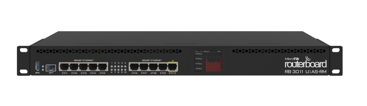 ROUTER MIKROTIK RB3011UiAS-RM 1GB 10xGbi LAN, SFP, PoE, USB3.0,  L5 - Image 1